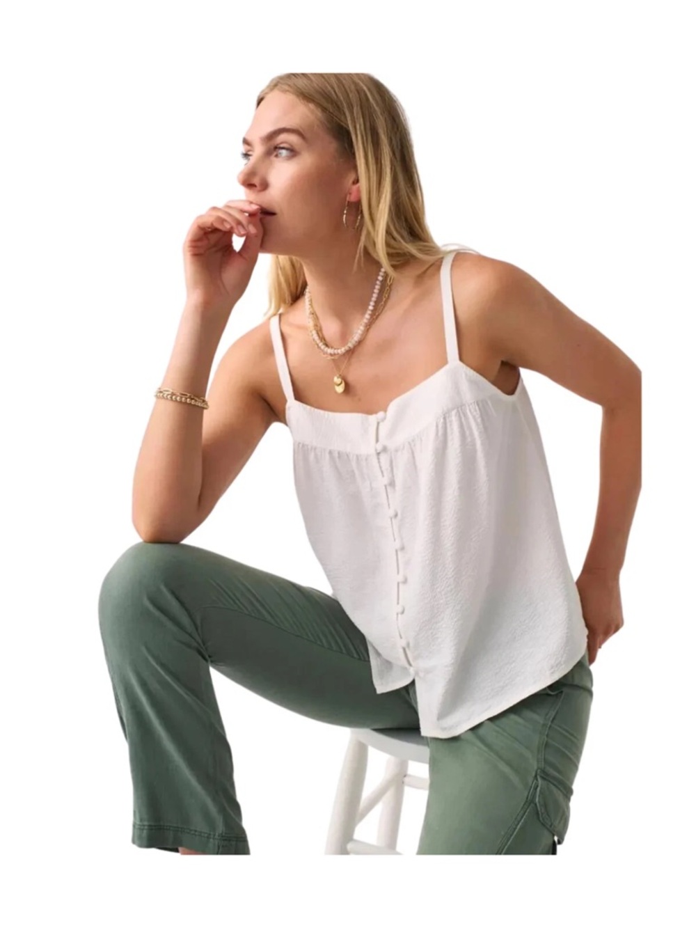 New With Tags Faherty Marina Seersucker Top Sz M